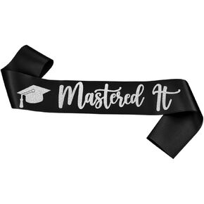 Master Sash ، أتقنه تخرج الأرجواني Master Sash مع رسائل Glitter الفضية Master of Cemmonies Sash Master Sash for Teruation Party Supplies Purple Silver