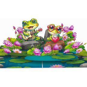 T4s - Frog Pop up Birthday Cards for Women, Mens, Anniversary, Pop up Mothers Day Card.