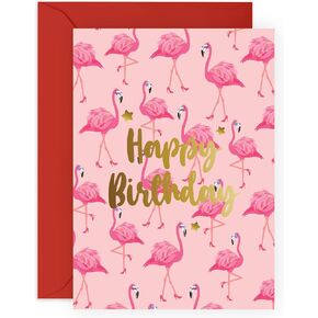 CENTRAL 23 Flamingo Birthday Card - Pink Birthday Cards For Her - Fabulous Gifts For Women Mom Daughter Sister Aunt - Comes With Fun Stickers - Made In The UK - Vegan Ink