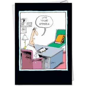 NobleWorks - Funny Get Well Paper Card with 5 x 7 Inch Envelope (1 Card) Wine Best Medicine 9679
