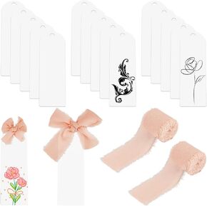 20pcs 6 × 2 بوصة مرجعية أكريليك كبيرة واضحة مرجعية فارغة مرجعية فارغة شفافة علامات أكريليك علامات الفراغات مع 5M/5.5 ياردة كتب الكتب الحرفية صنع مجموعات لعشاق القراءة ديي الحرف الهدية