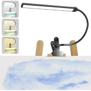 Clip-On LED Easel Lamp, 3 Color Modes, 10-Level Dimmable, 300lm Eye-Care Reading Light, USB-Powered