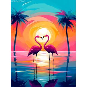 Goldyyyfrog Cartoon Animal Thief Painting مجموعات فنية الماس الدرجات الماسية ، فلامنغو ، مجموعات الطلاء الماس للبالغين ، DIY 5D Crystal Gems Art للبالغين للبالغين للديكور جدار المزرعة هدية 12x16 بوصة