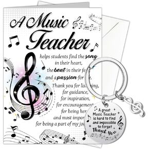 Howaf Music Teacher Teacher Gifts Cards Music Teacher Endergination Keychian ، شكرًا لك على بطاقات المعلمين الموسيقية مع هدايا المعلمين للنساء