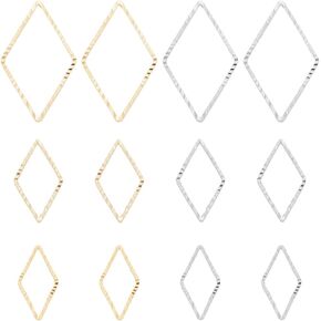 Benecreat 24K Gold & 925 Sterling Silver Plated Linking Rings Heart Moon Star Rhombus Hexagon Jewelry Links Frames Charms