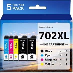 702XL حبر خراطيش حزمة التحرير والسرد تم إعادة تصنيعها لـ EPSON 702 702XL T702XL حبر خراطيش الحبر لطابعة EPSON لـ EPSON Workforce Pro WF-3733 WF-3720 WF-3730 (2 Black ، 1 Cyan ، 1 Magenta ، 1 أصفر))