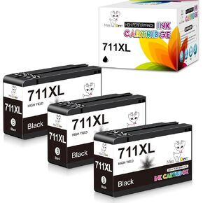 Miss Deer 711XL Black Ink Cartridge (CZ129A) لـ DesignJet T530 ، T525 ، T520 ، T130 ، T125 ، T120 & T100 ، طابعات الراسمة الكبيرة ، 38 مل ، 3 حزمة