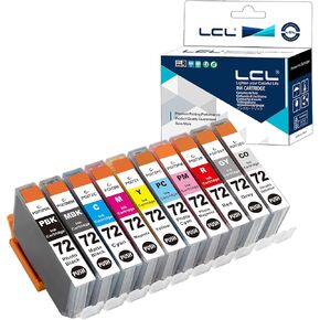 LCL Compatible Ink Cartridge Replacement for Canon PGI-72 Pro-10 Pro-10s (9-Pack PBK MBK C M Y PM PC R CO)