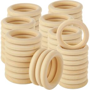100pcs 2 بوصة حلقات خشبية للحرف الخشبية غير المكتملة حلقات خشبية 50 مم حلقات Macrame حلقات الخشب الطبيعية الصلبة لحرف DIY
