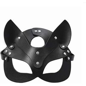 Woman Leather Cat Mask Masquerade Animal Half Face Mask for Cosplay Halloween Party Women Ladies