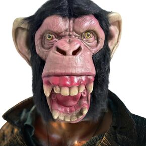 Red Face Animal Angry Monkey Mask Latex Full Head Animal Jungle Chimp Mask for Halloween Costume Party Open Math Gorilla Mask
