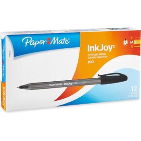 الورق ماتي inkjoy 100st قلم الحبر ، المغطى ، الأسود ، 12 حزمة