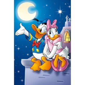 DIY 5D Diamond Painting by Numbers Cits for البالغين ، 16 "x12" Donald Duck in the Moonlight Diy Paints Crystal Rhinestone Diamond Diamond Cross Cross Cross For Decor