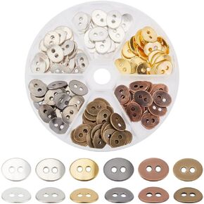 PH PandaHall 120 pcs 6 Colors Oval 2 Hole Alloy Buttons Spacer Beads for Bracelet Necklace Jewelry DIY Craft Making