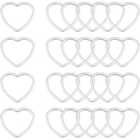 UniCraftale 50pc 304 الفولاذ المقاوم للصدأ الربط السحر الحلقة 14 ملم موصل القلب الطويل حلقة حلقة قلادة موصل قلادة لصنع المجوهرات
