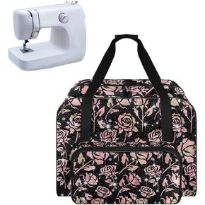 Daisy Mushroom Print Sewing Machine Carrying Case with Comfortable Handle and Front Pocket, Compatible with Most Sewing Machines