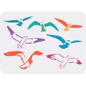 البصرة Seagull Stencils للطلاء 11.7x8.3 بوصة الطيور الطيران استنسل قابلة لإعادة الاستخدام الصقور استنسل DIY الحرف رسم الطلاء للطلاء على ورق خشب الطابق الجدار الأرضية