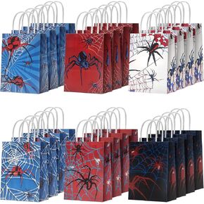 24pcs الحزب العنكبوت تفضل أكياس ، حقائب هدايا صغيرة مع مقابض ، كرافت ورقة جيدة الحلوى حقائب الهدايا لإمدادات حفلة عيد ميلاد ديكورات استحمام الطفل