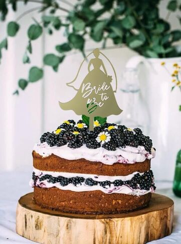 Bride To Be Lady Acrylic Cake Topper Engagement Bridal Shower Proposal Couple Glitter Cake Decoration Wedding Party Supplies (Golden) in Saudi Arabia