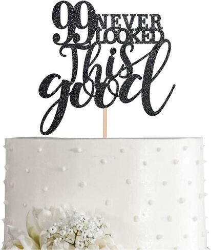 99 Black Glitter Happy 99th Cake Cake Topper ، Heaits to 99 Years Cake Cake Topper Decorations ، Supplies in Saudi Arabia