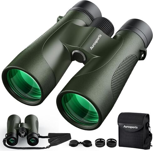 15x52 Binoculars for Adults High Powered: Aurosports Waterproof UHD Binoculars Easy Focus Large View Binoculars with Clear Low Light Vision for Bird Watching Hiking Hunting Trip Black in Kuwait