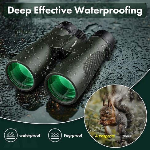 15x52 Binoculars for Adults High Powered: Aurosports Waterproof UHD Binoculars Easy Focus Large View Binoculars with Clear Low Light Vision for Bird Watching Hiking Hunting Trip Black in Kuwait