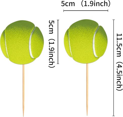 Ercadio 24 Pack مزدوج التنس Cupcake Topcake Sports Ball Cupcake يختار تنس موضوع عيد ميلاد ديكورات كعكة للاستحمام الطفل أطفال عيد ميلاد ديكورات الكعكة لوازم اللوازم in Kuwait