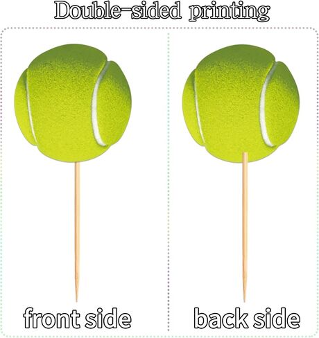 Ercadio 24 Pack مزدوج التنس Cupcake Topcake Sports Ball Cupcake يختار تنس موضوع عيد ميلاد ديكورات كعكة للاستحمام الطفل أطفال عيد ميلاد ديكورات الكعكة لوازم اللوازم in Kuwait