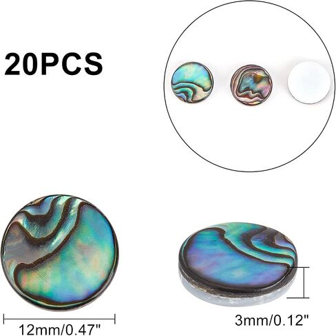 SUPERFINDINGS 20pcs Paua Shell Cabochons, 12x3mm, Natural Abalone Flat Round Beads for Jewelry Making, DIY Crafts & Embellishments in Saudi Arabia