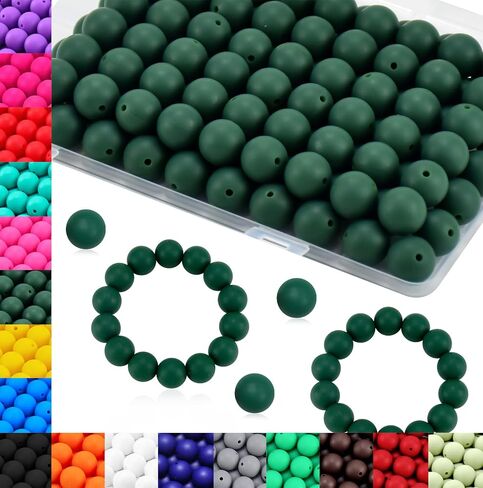 JOPY 130PCS Silicone Beads for Keychain Making Kit 15mm Silicone Beads Bulk Round Rubber Beads Loose Beads for Pens DIY Necklace Bracelet Making (Hot Pink), Small in Saudi Arabia