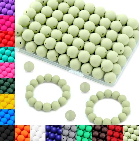 Jopy 130pcs حبات السيليكون لتصنيع سلسلة مفاتيح مجموعة 15 ملم حبات من المطاط الدائري الجولة الجولة حبات فضفاض in Saudi Arabia