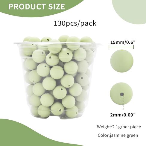 Jopy 130pcs حبات السيليكون لتصنيع سلسلة مفاتيح مجموعة 15 ملم حبات من المطاط الدائري الجولة الجولة حبات فضفاض in Saudi Arabia