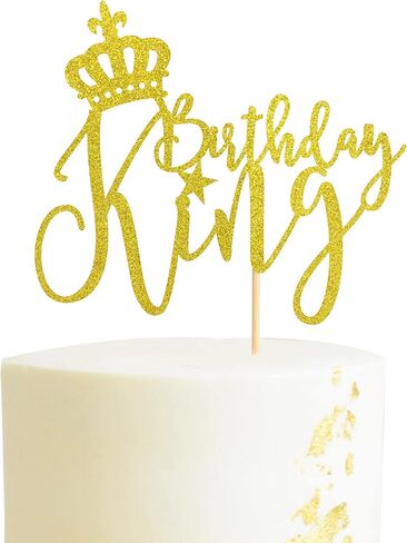 King Birthday Cake Topper, Boy Prince 1st 2nd 3rd 10th 13th 18th 21st 30th 40th 50th Birthday Cake Topper/Gender Reveal Party Decorations - Black Glitter in Saudi Arabia