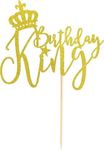 King Birthday Cake Topper, Boy Prince 1st 2nd 3rd 10th 13th 18th 21st 30th 40th 50th Birthday Cake Topper/Gender Reveal Party Decorations - Black Glitter in Saudi Arabia