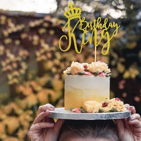 King Birthday Cake Topper, Boy Prince 1st 2nd 3rd 10th 13th 18th 21st 30th 40th 50th Birthday Cake Topper/Gender Reveal Party Decorations - Black Glitter in Saudi Arabia