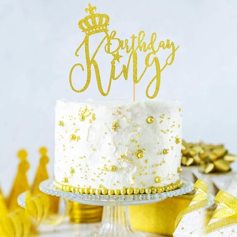 King Birthday Cake Topper, Boy Prince 1st 2nd 3rd 10th 13th 18th 21st 30th 40th 50th Birthday Cake Topper/Gender Reveal Party Decorations - Black Glitter in Saudi Arabia