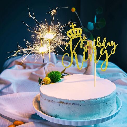 King Birthday Cake Topper, Boy Prince 1st 2nd 3rd 10th 13th 18th 21st 30th 40th 50th Birthday Cake Topper/Gender Reveal Party Decorations - Black Glitter in Saudi Arabia