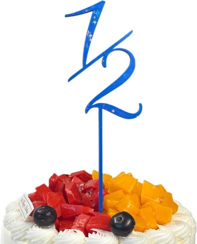 1/2 Cake Topper – Half Birthday Decoration, Sparkly, Built-In Stick, Thick & Sturdy, Mess-Free & Reusable Cake Topper for Baby Girl or Boy (Gold) in Kuwait