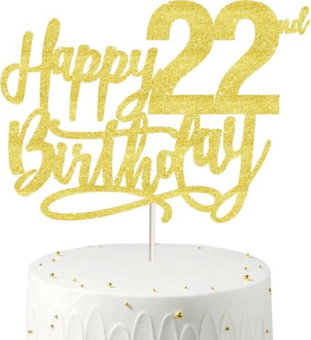 22 كعكة عيد ميلاد تتواصل اللمعان الذهب ، والكعك 22 سعيدا للرجال ، 22 كعكة توببر للنساء ، زينة عيد ميلاد 22 ، كعكة عيد الميلاد 22 Topper Twenty in Kuwait