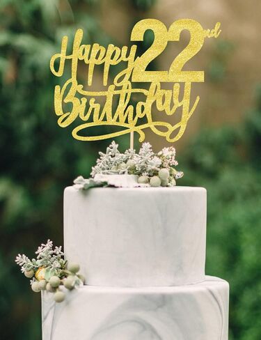 22 كعكة عيد ميلاد تتواصل اللمعان الذهب ، والكعك 22 سعيدا للرجال ، 22 كعكة توببر للنساء ، زينة عيد ميلاد 22 ، كعكة عيد الميلاد 22 Topper Twenty in Kuwait