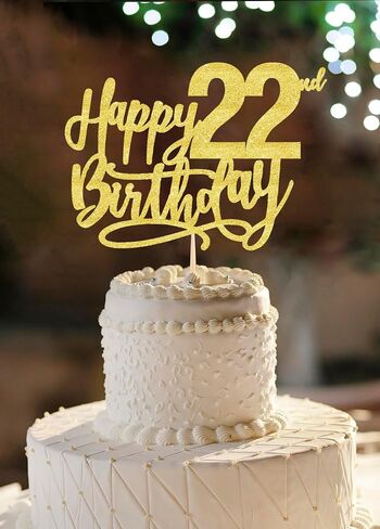 22 كعكة عيد ميلاد تتواصل اللمعان الذهب ، والكعك 22 سعيدا للرجال ، 22 كعكة توببر للنساء ، زينة عيد ميلاد 22 ، كعكة عيد الميلاد 22 Topper Twenty in Kuwait