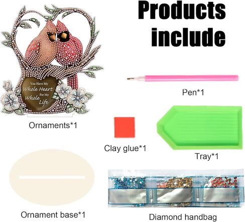 طائر عيد الميلاد البطيء مع حب الزخارف الزخرفية طاولة أعلى الماس أدوات الطلاء الماس ، DIY 5D الماس ديكور عيد الميلاد زخارف الزخارف لعيد الميلاد العام الجديد ديكور المنزل هدية in Kuwait