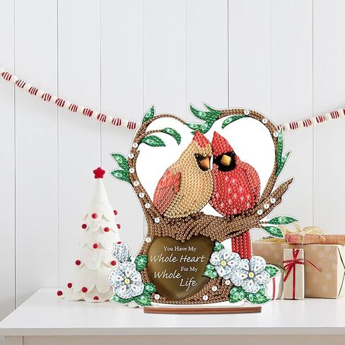 طائر عيد الميلاد البطيء مع حب الزخارف الزخرفية طاولة أعلى الماس أدوات الطلاء الماس ، DIY 5D الماس ديكور عيد الميلاد زخارف الزخارف لعيد الميلاد العام الجديد ديكور المنزل هدية in Kuwait