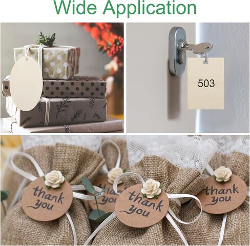 uxcell 20pcs Rounded Rectangle Blank Wood Tags with Hole 4 x 4 Inch Unfinished Wood Pieces Wooden Gift Tags with 32.8 Ft Rope for Craft Projects, Hanging Decorations, Gift Making in Saudi Arabia