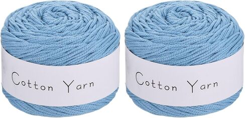 MECCANIXITY 2 Skein Cotton Yarn, 100% Cotton Chunky Yarn for Hand Knitting, Blanket Yarn for Crocheting Each of 208g/7.34oz(Per Skein 150m/164 Yard)/Sea Blue in Saudi Arabia