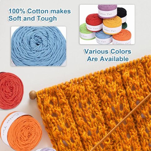 MECCANIXITY 2 Skein Cotton Yarn, 100% Cotton Chunky Yarn for Hand Knitting, Blanket Yarn for Crocheting Each of 208g/7.34oz(Per Skein 150m/164 Yard)/Sea Blue in Saudi Arabia
