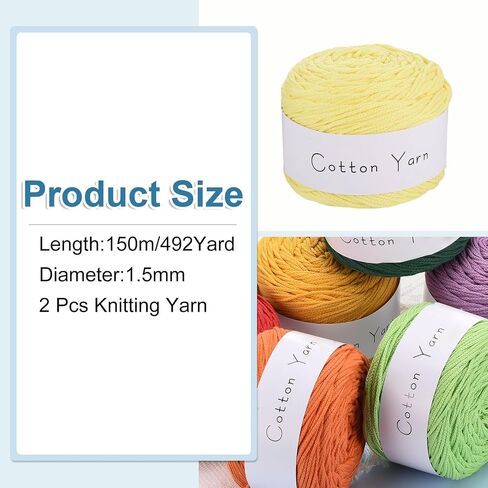 MECCANIXITY 2 Skein Cotton Yarn, 100% Cotton Chunky Yarn for Hand Knitting, Blanket Yarn for Crocheting Each of 208g/7.34oz(Per Skein 150m/164 Yard)/Sea Blue in Saudi Arabia