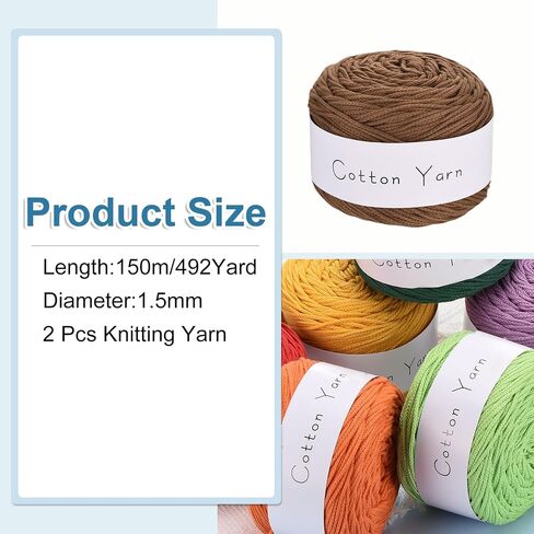 MECCANIXITY 2 Skein Cotton Yarn, 100% Cotton Chunky Yarn for Hand Knitting, Blanket Yarn for Crocheting Each of 208g/7.34oz(Per Skein 150m/164 Yard)/Sea Blue in Saudi Arabia