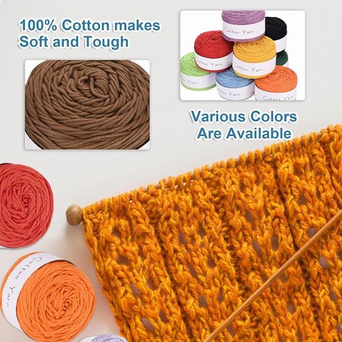 MECCANIXITY 2 Skein Cotton Yarn, 100% Cotton Chunky Yarn for Hand Knitting, Blanket Yarn for Crocheting Each of 208g/7.34oz(Per Skein 150m/164 Yard)/Sea Blue in Saudi Arabia