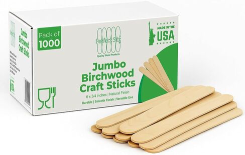 مثالية Stix Jumbo Birchwood Craft Sticks ، 6 × 3/4 بوصات ، طبيعية ، 500 عدد ، مصنوعة في الولايات المتحدة الأمريكية in Saudi Arabia